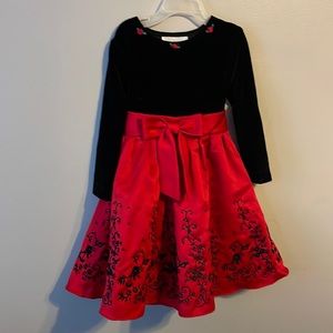 Rare Editions Velour Top red and black dress size 3T